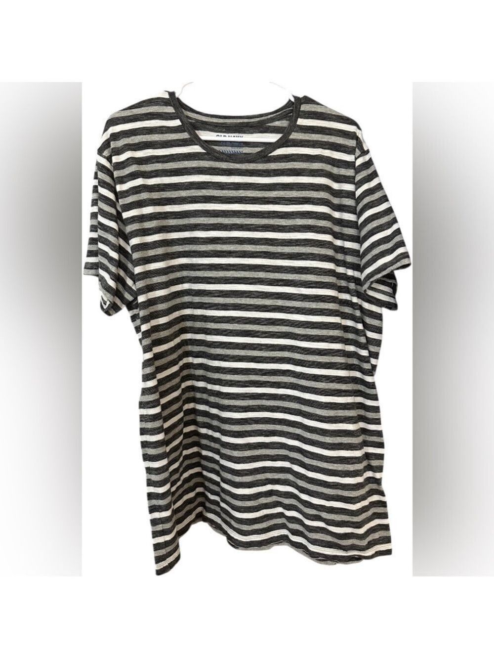 Old Navy Black, White and Grey Striped Crew Neck Short Sleeve Tee